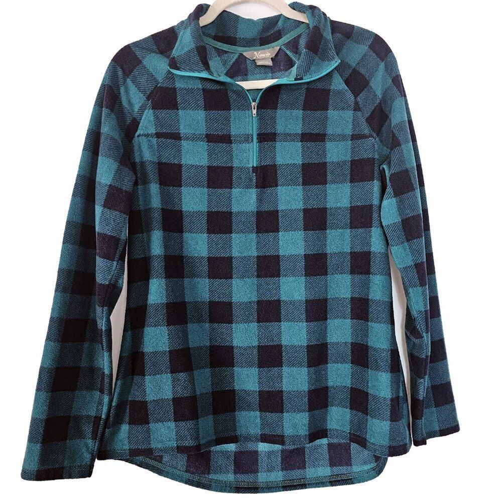 Natural Reflections Large Plaid Gorpcore Women's Fleece Half Zip Pullover
